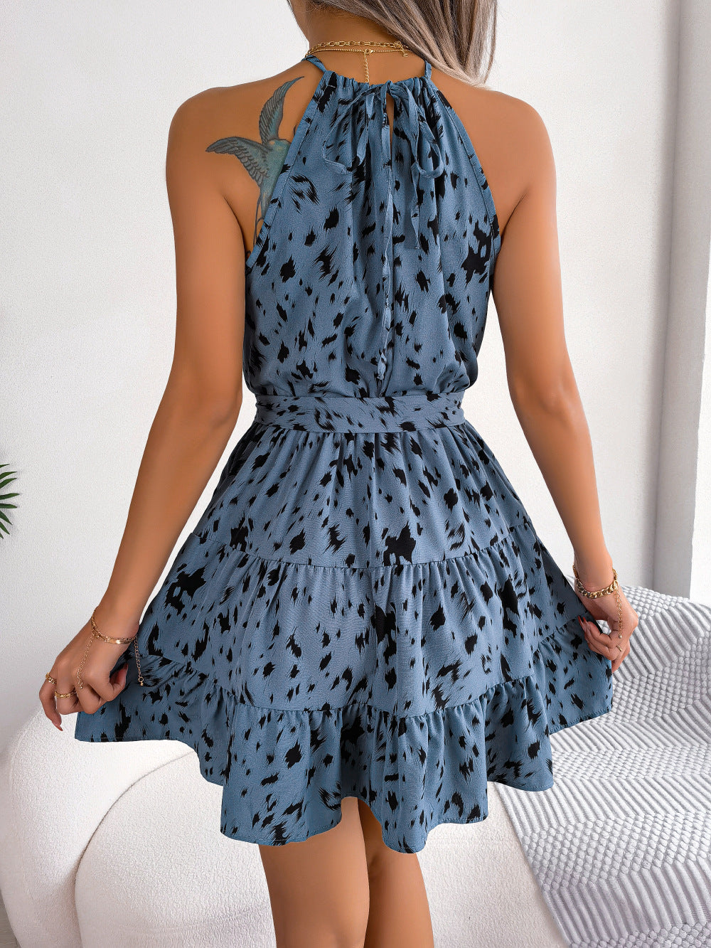 Leopard Print Ruffle Swing Dress